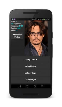 500 actores. Adivina el actor famoso. Johnny Depp